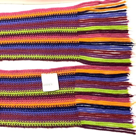 Claire’s | Multi Color Rainbow Women’s Acrylic Scarf - Picture 3 of 5